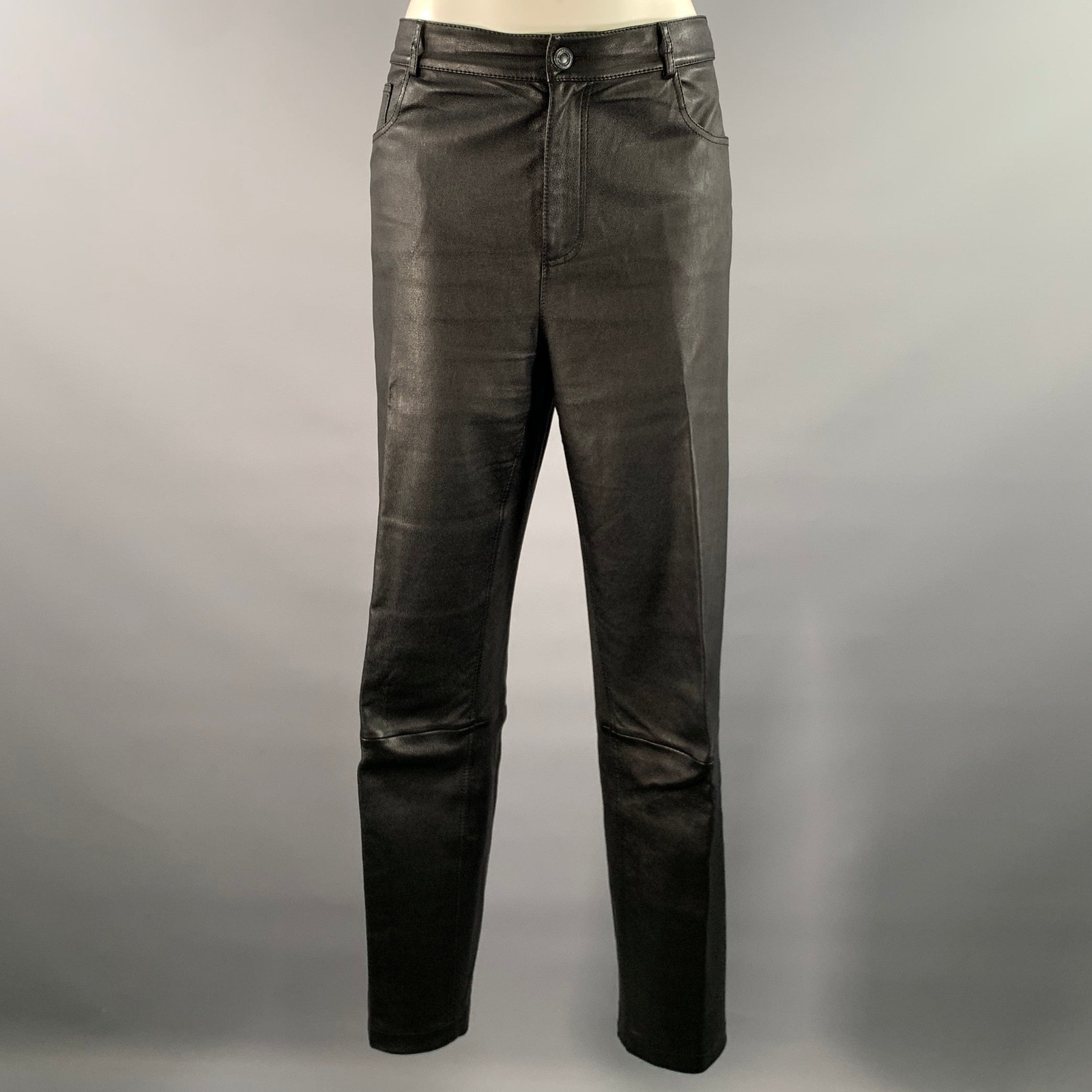 Lafayette 148 Size 10 Black Leather Lambskin Pants